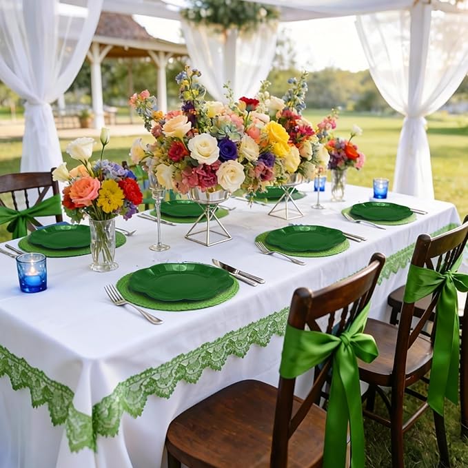Green Plates Party Supplies,9 inch Green Paper Plates Disposable Scalloped for Birthday Cake Plate Baby Shower Dinner Wedding Dessert Party