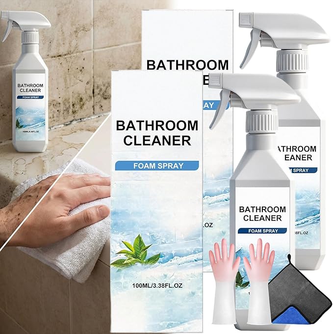 Scale Remover Bathroom Cleaner, 3.38OZ Bathroom Cleaner Foam Spray for Shower, Glass, Tiles, Stainless Steel, Glass and Toilet
