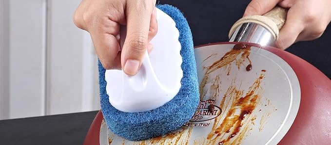 Scouring Pad Brush kit 8 Pieces, Cleaning Brush with Handle, Dish Scrub Brush, Bathroom Brush, Sink Scrub Brush