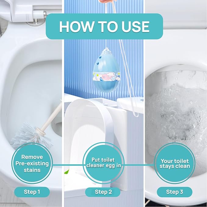 Automatic Toilet Bowl Cleaner,Household Cleaning Solution,Toilet cleaner with hanging cord,Natural Long Lasting Toilet Cleaner for Hard Water Stains & Rings (1, 200g)