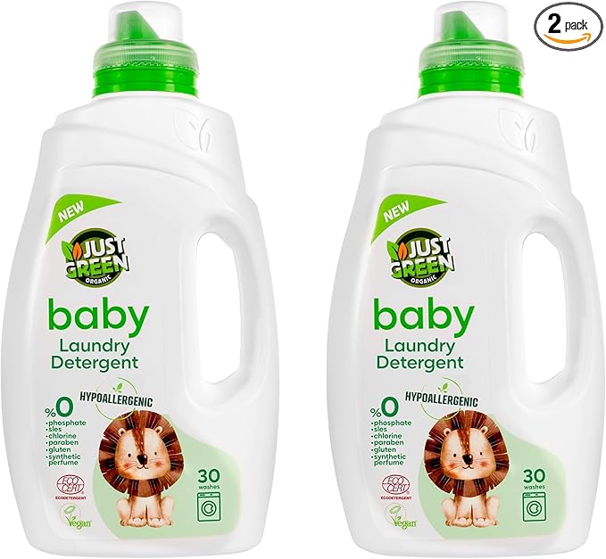 Baby Liquid Laundry Detergent, Plant-Based Laundry Soap Newborn & Infant Clothes, Hypoallergenic, Fragrance-Free, EcoCert Certified, 30 Washes, 50.7 fl oz (1500 ml) - 2 Pack