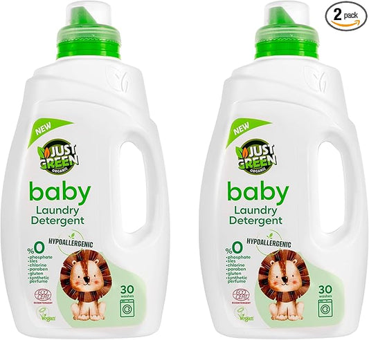 Baby Liquid Laundry Detergent, Plant-Based Laundry Soap Newborn & Infant Clothes, Hypoallergenic, Fragrance-Free, EcoCert Certified, 30 Washes, 50.7 fl oz (1500 ml) - 2 Pack
