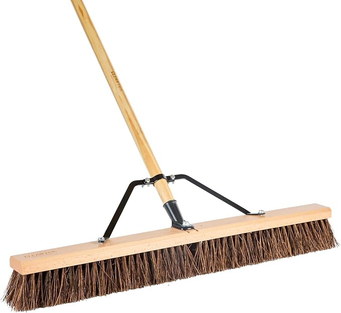 Restaurantware-BROOM HEAD ONLY: Clean Tek Professional 30-Inch Indoor Broom Head, 1 Heavy-Duty Push Cleaning Tool - Handle And Brace Sold Separately, Palmyra Bristles, Wooden, Outdoor Use