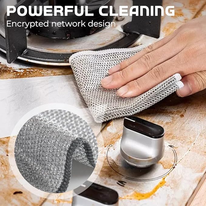 Pousbo 2024 New Multipurpose Wire Dishwashing Rags, Premium Metal Wire Dishwashing Cloth Scrubs Cleans, Scrubbing Wire Dishwashing Rags Non-Scratch Wire Dishcloth for Dishes, Sinks (15)
