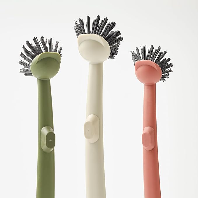 Earth & Mango Magnetic Dish Brush & Scraper, Snaps to Sink, Non-Scratch, Dishwasher Safe, Dish Scrubber – Terracotta Clay