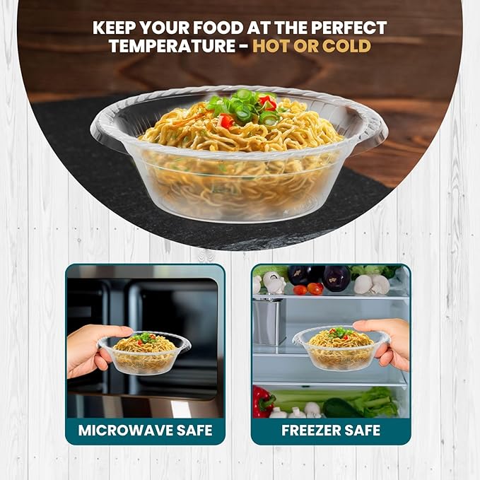 R-kay 100 Count 12 Oz Clear Plastic Bowls - Microwavable Clear Bowls - Strong Heavy Duty And Sturdy Clear Disposable Plastic Bowls.