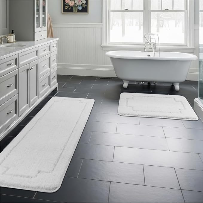 Bath Rugs Bathroom Mat Soft Absorbent Plush Shaggy Soft Floor Non Slip Shower Bath Tub Machine Washable