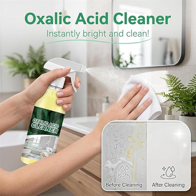 New Upgraded Oxalic Acid Cleaner Spray,Multi-purpose powerful stain remover，Rust Remover for Bathroom, Multi-Surface Cleaning for Bathtub, Porcelain & Tiles (2Pcs)