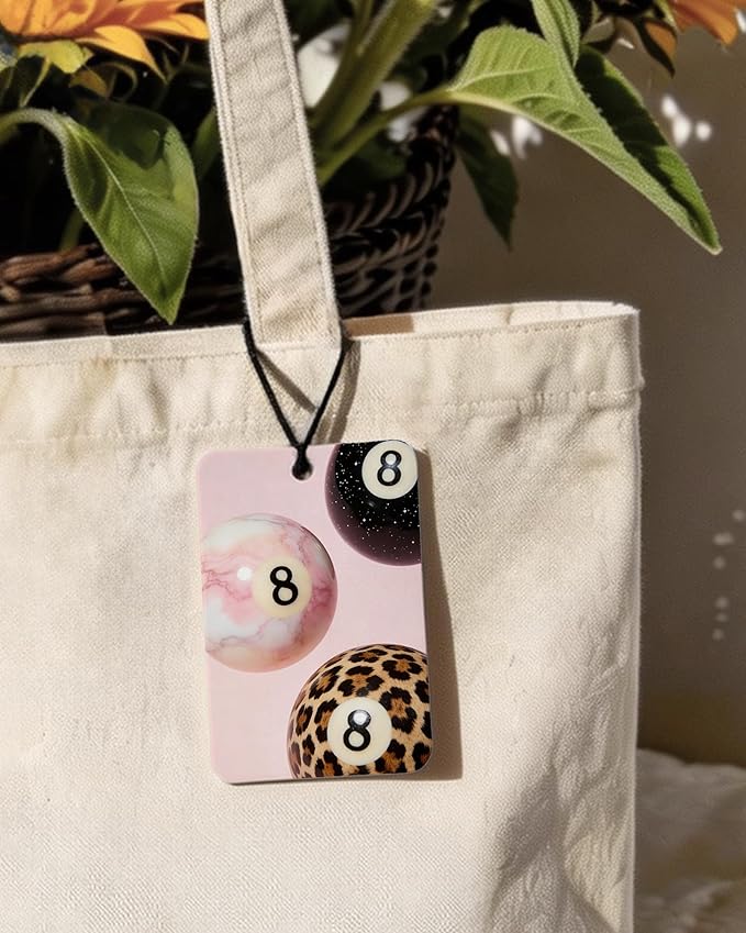 Trendy Pink Leopard Orange Citrus Car Air Freshener 4pcs, Funky Y2k 8 Ball Lips Skateboard Deck Cheetah Hanging Scents Car Accessories Interior Mirror Decor for Women Girls