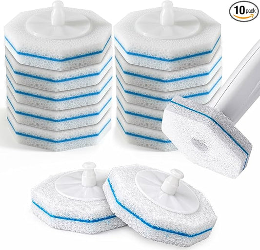 Toilet Wand Refills 10 Count, Compatible with Clorox Wand & Most Standard Wand Handles | Disposable Bowl Cleaner Refills for Toilets | Toilet Scrubber Refill Pads, No-Touch Design, Won't Fall Apart