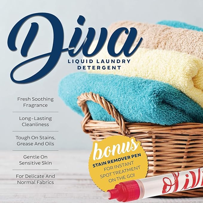 Tyler DIVA Glamorous Wash Laundry Detergent- 32oz - With Olivi Stain Remover Pen - Fresh Scented Sachet - Laundry Detergent - For Washing Clothes, Linen, Lingerie, Expensive Fabric, Sheets