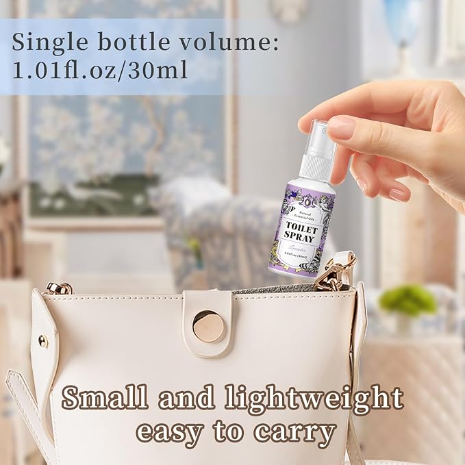 SCENTORINI Toilet Spray for Poo Odor Eliminator, Bathroom & Toilet Odor Elimination,Travel Size, 2 Lemon & 2 Lavender & 2 Mint, 1 oz Bottles, Air Freshener Spray for Poop, Home, Travel and Pockets