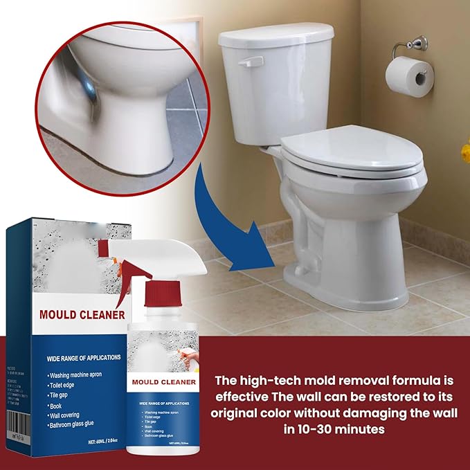 RAINPOT Mould Cleaner Spray Powerful Foam Cleaning Spray | Multi-Surface Fast-Acting Stain Remover for Kitchen, Bathroom, Wall and Tile Cleaning, No Scrubbing Required (1, 2.04oz)