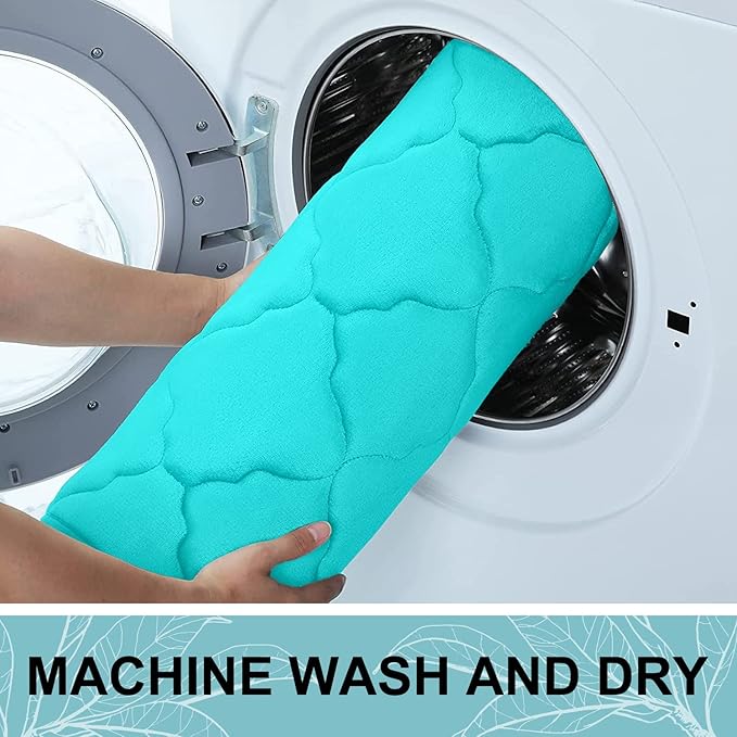 OLANLY Memory Foam Bath Mat Rug 47x17, Ultra Soft and Absorbent Bathroom Rugs, Non-Slip, Comfortable, Machine Washable Bath Carpet for Bathroom Floor, Tub, Shower and Home Decor Accessories, Teal
