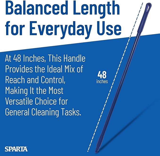 SPARTA 41225EC14 Fiberglass Broom Handle, Mop Handle, Replacement Handle With Acme Threaded Tip For Commercial Cleaning, 48 Inches, Blue, (Pack of 12)