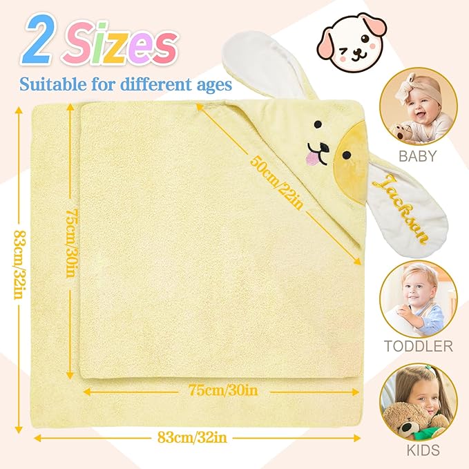 Custom Hooded Bath Towel for Babies,Soft Highly Absorbent Puppy Baby Towel with Name,Baby Bath Towels for Girls Boys,Personalized Baby Shower Birthday Gifts for Toddler Newborn Kids