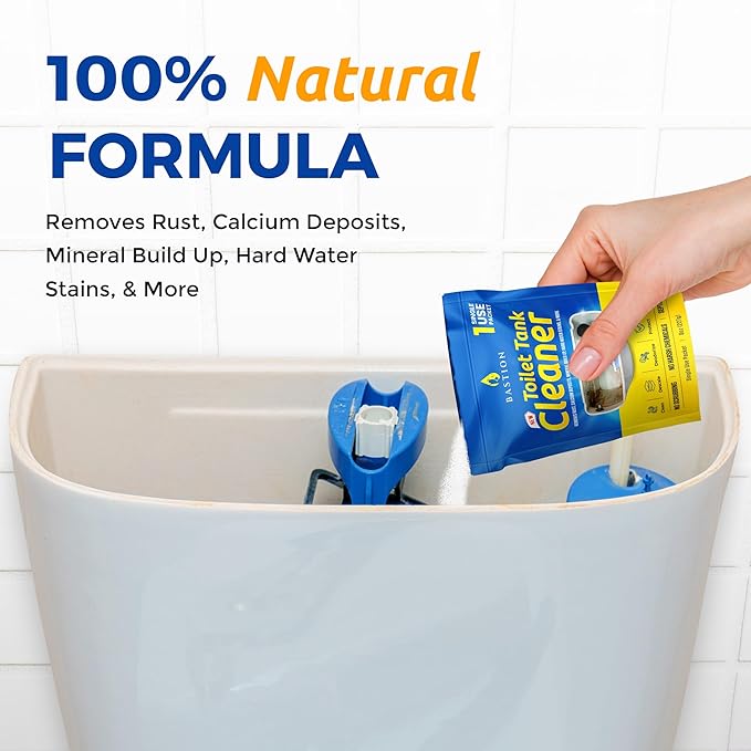 Bastion Toilet Tank Cleaner - 6-Uses. (*Not For Toilet Bowl*) Removes Rust, Mineral Deposits, Hard Water Stains, & Calcium Build Up. Contains 6 X 8oz Single Use Packets