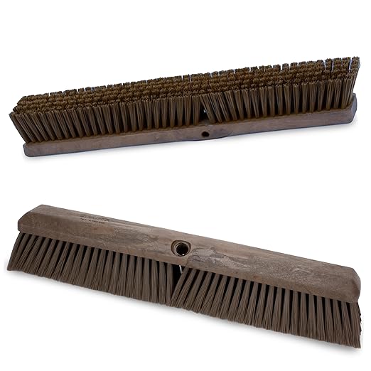 SPARTA Omni Sweep – 18" Heavy Duty Broom Head for Outdoor and Indoor Use, Nonabsorbent Block, Multi-Surface Deck Brush for Garage, Patio, Kitchen, and Concrete, Brown, Pack of 12