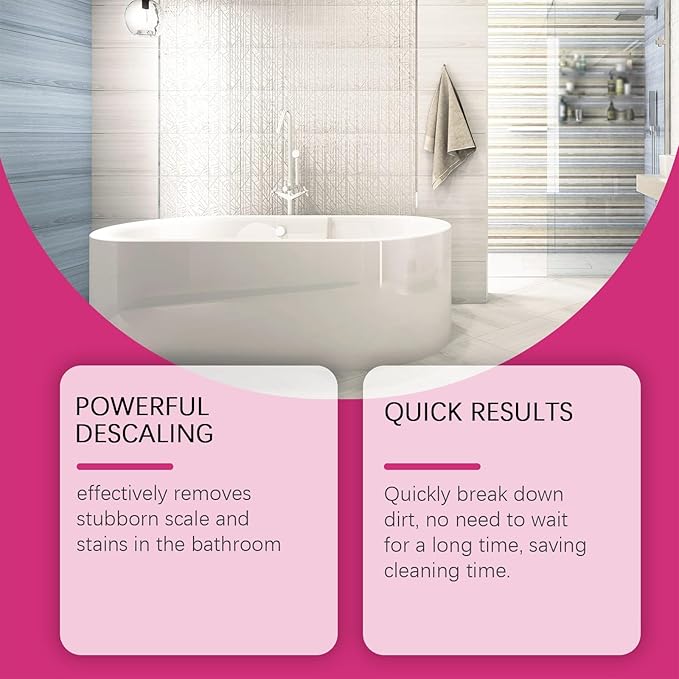 Heavy Duty Bathroom Scrubbing Solution, Foaming Bathroom Descaler, All Purpose Bathrooms Descaler Foam Cleaners, For Tub Floor Tile, Showers, Bathtubs (2pc)