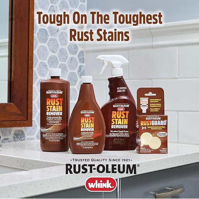 Rust-Oleum Whink Rust Stain Remover | Heavy-Duty Iron Stain Remover For White Toilets & Sinks, Colorfast Fabric & Carpets | 32 oz | 6 Pack