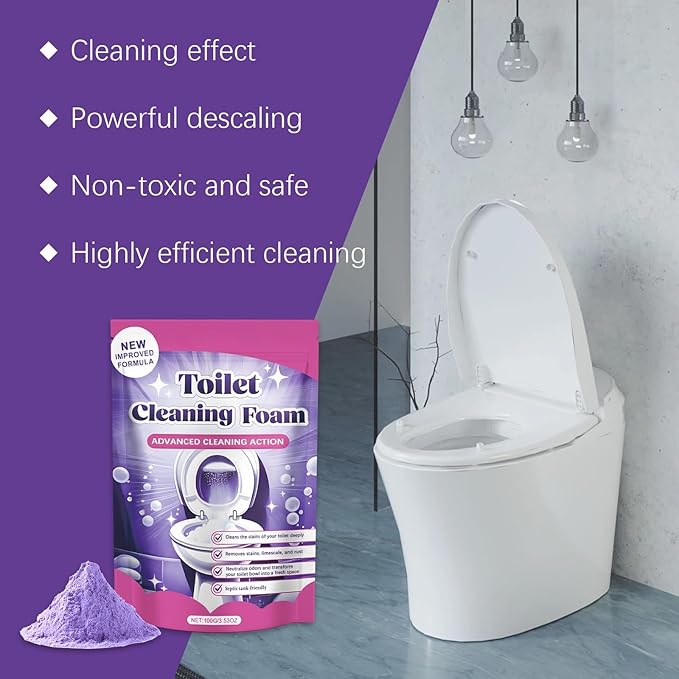 Ultra Foaming Toilet Cleaner Powder Pouches Self-Activating Cleaning Foam Easy Deep Clean for Home & Bathroom ﻿