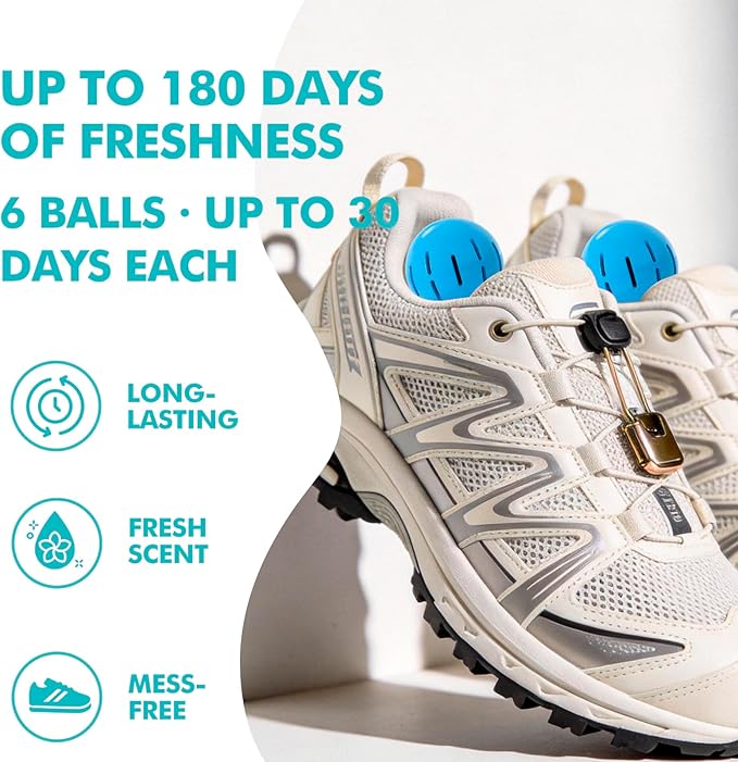 Shoe Deodorizer Balls 6 Pack, Odor Eliminator for Sneaker Car Gym Bag Closet Locker, Long-Lasting Air Freshener Linen Scent