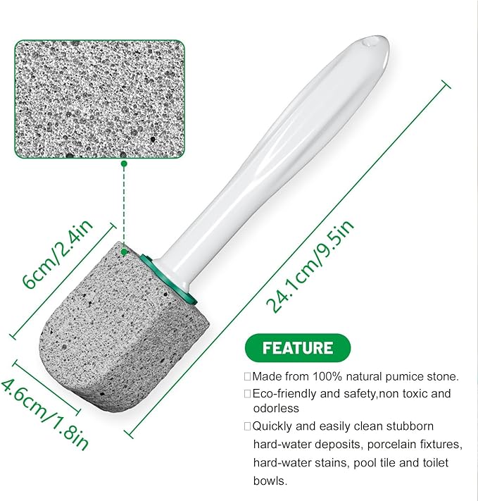 Pumice Stone Toilet Bowl Cleaner, Bathroom Cleaner Brush, Toilet Bowl Stain Remover Eraser, Commode Deep Cleaning Accessories, Cleans Hard Water Ring/Calcium Buildup/Stains