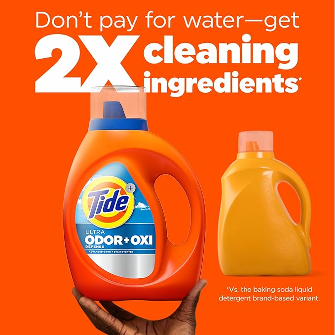 Tide Ultra Odor Defense Plus Oxi Liquid Laundry Detergent, 148 fl oz, 105 Loads, Advanced Odor and Stain Fighting Laundry Detergent Liquid