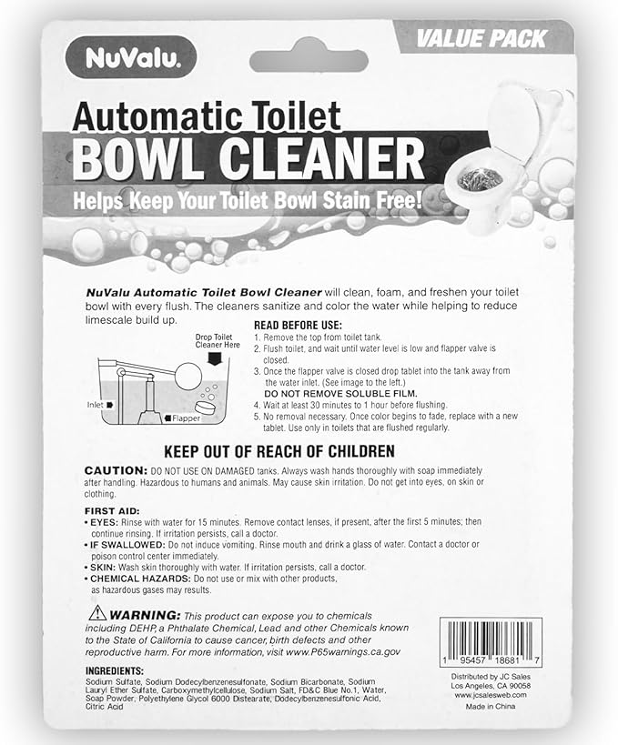 Toilet Bowl Cleaner Tabs, Blue Toilet Tank Tablets, Long Lasting In‑Tank Cleaner for Fresh & Clean Toilet with Every Flush (2 Pack /10 Tablets)