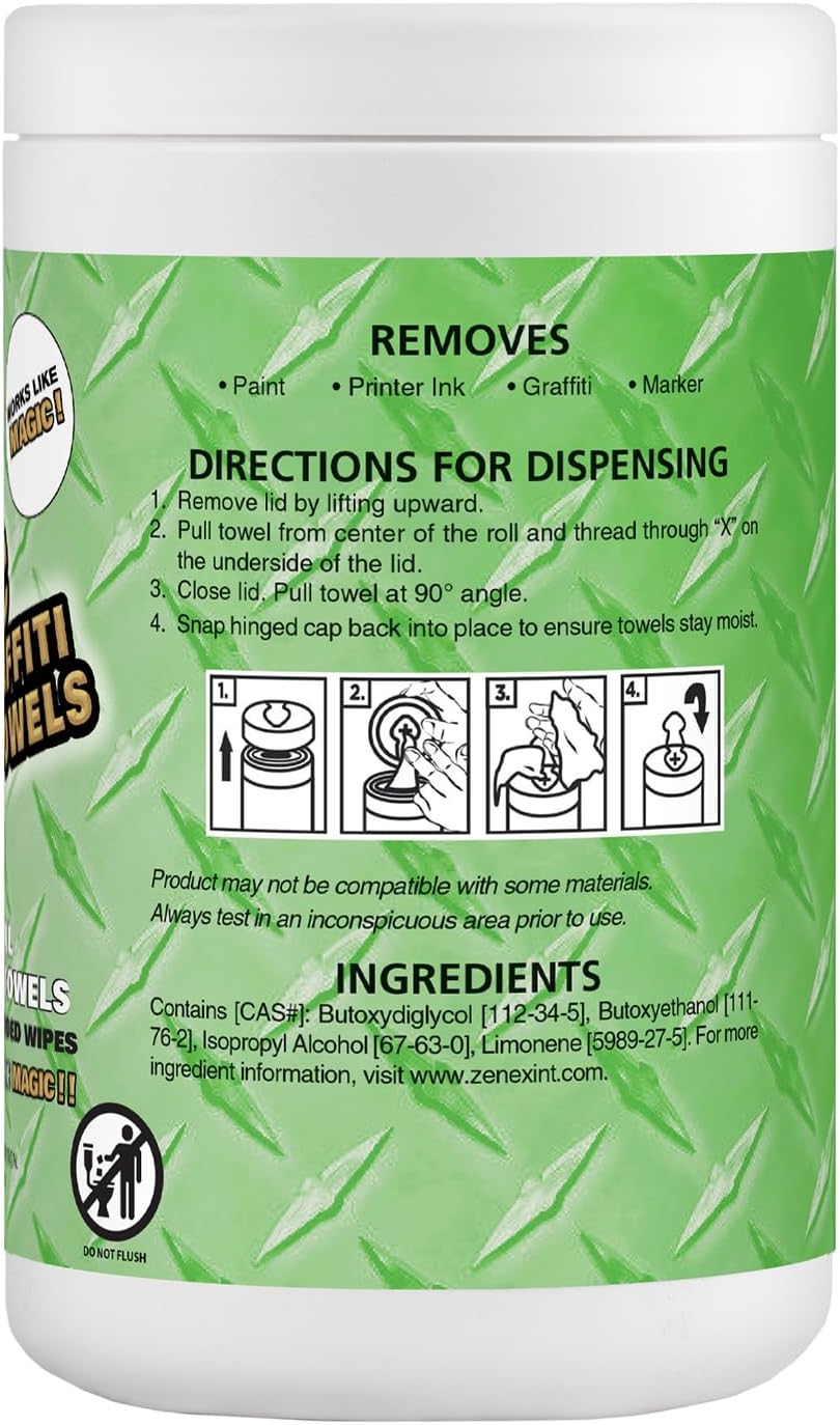 Magic Heavy Duty Paint & Graffiti Removing Wipes - Dual Sided Industrial Cleaning Towels | Waterless | Removes Adhesive, Ink, Marker, Spray Paint, Tar, Decals & more (6 Pack | 420 Sheets Total)