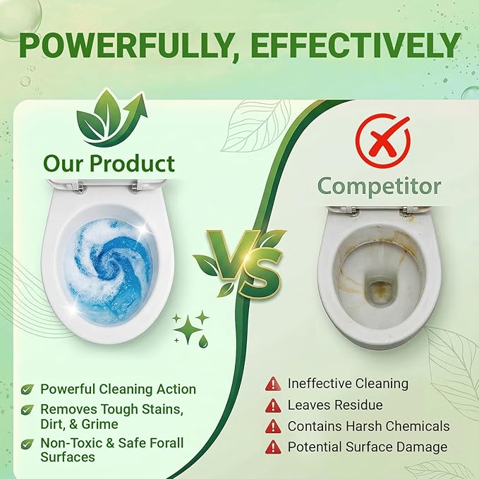 50PCS Toilet Bowl Cleaner Refills, Disposable Wand Refills Compatible with Most Systems, Scrubber Refill Heads for Bathroom Cleaning