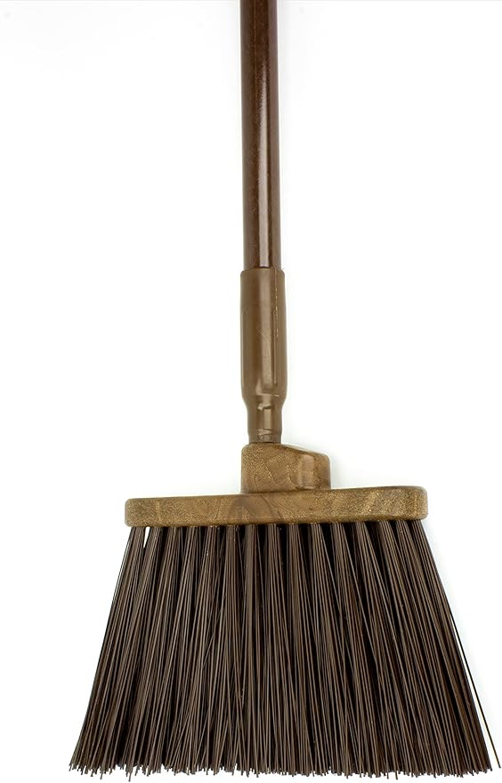 SPARTA 41083EC01 Plastic Color Coded Broom, Unflagged Bristles, Long Broom With Angled Head For Small Debris Cleaning, 56 Inches, Brown, (Pack of 12)
