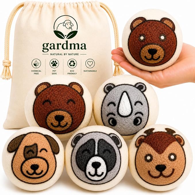 Wool Dryer Balls XL 6-Pack – Organic Wool Dryer Balls for Laundry Reusable, Natural Fabric Softener, Reduces Drying Time, Static, Wrinkles & Laundry Clumping