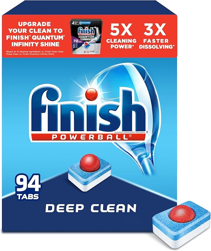 Finish Powerball Dishwasher Pods, Dishwasher Tablets Plastic Free, Fresh Scent, 94 Count
