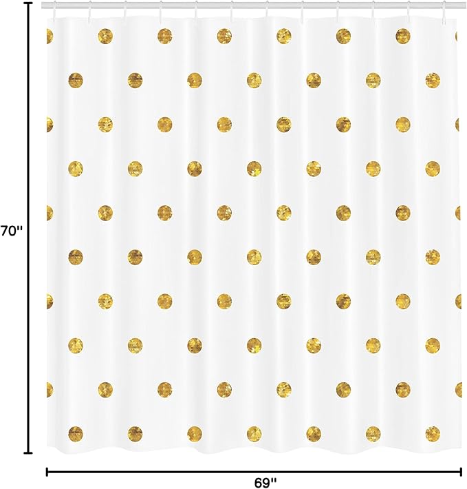 Ambesonne Modern Shower Curtain, Blurry Crystalised Yellow Ombre Geometric Circles Rounds Plain Backdrop Print, Cloth Fabric Bathroom Decor Set with Hooks, 69" W x 70" L, Yellow White