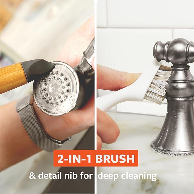 Full Circle Micro Manager, Deep Cleaning Brush for Crevices, Shower, & Grout, Tough Bristles, Sustainable Bamboo Handle, 2-Pack