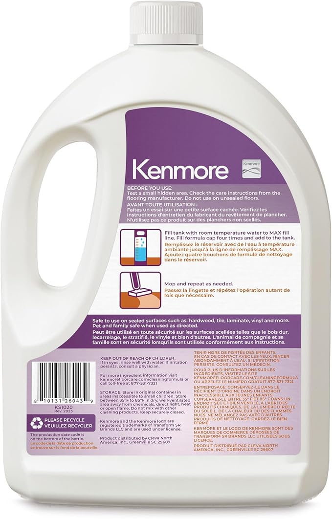 Kenmore KS1020 Pet Multi-Surface Hard Floor Cleaning Formula, 64 fl oz, Designed for hardwood, tile, laminate, and vinyl floors