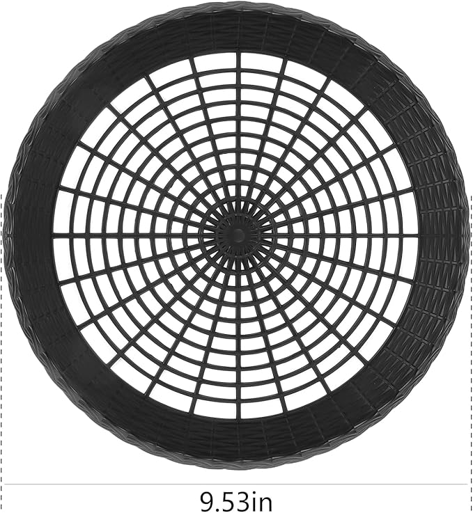 MIDELONG Reusable Plastic Paper Plate Holders, 9 Inch Round Paper Plate Holders Woven Paper Plate Holder Black Plastic Heavy Duty Supports for Party BBQ Picnic Supplies, Pack of 4