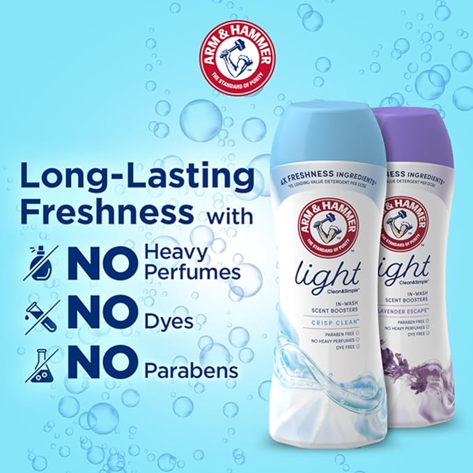 ARM & HAMMER Light In-Wash Scent-Booster, Laundry ScentBooster Crisp Cleanscent, 24 Oz (Pack of 2)