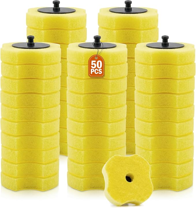 50PCS Toilet Bowl Wand Refills, Replacement Heads for Bathroom Washroom Cleaning Pads, Disposable Toilet Brush Refills Compatible with Household Brushe Scrubber Cleaning Refill, Lemon Fresh Yellow