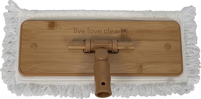 Harper Live.Love.Clean. Bamboo 2-in-1 Smooth Surface Wet/Dry Dust Mop with (2) Washable Pads for Cleaning Dust, Pet Hair & Fine Dry Dirt
