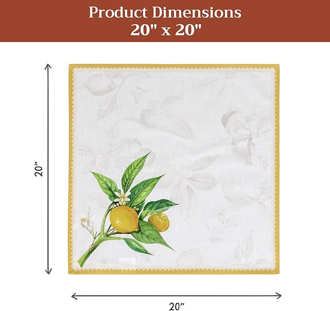 Maison d' Hermine 100% Cotton Cloth Napkins Set of 6 Everyday Reusable Square Napkins Cloth Washable Dinner Party Wedding Restaurant Hotel Kitchen Spring Summer (Limoncello, 20" x 20")