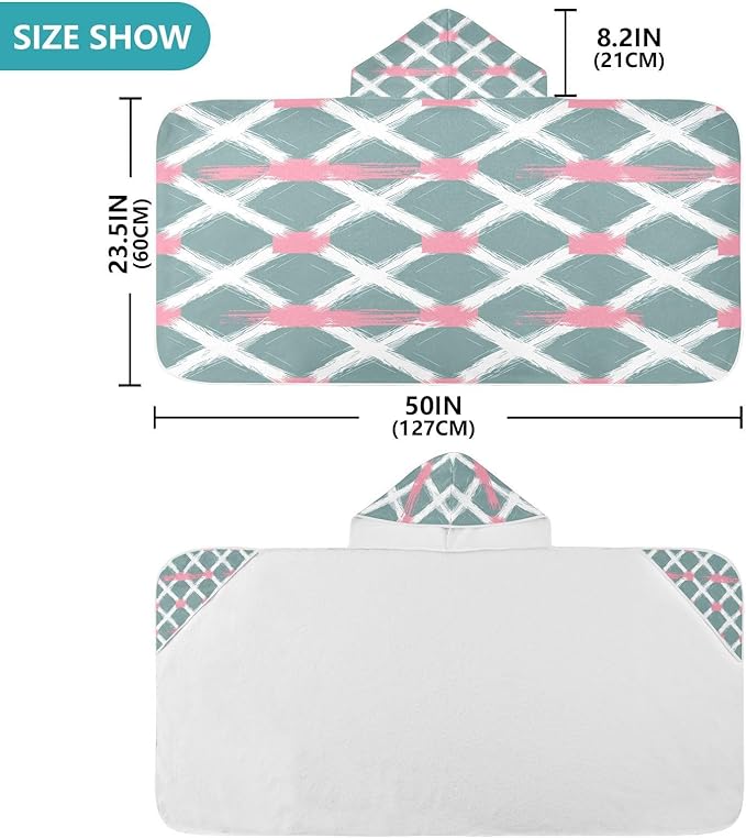CEBUGI Textured Pattern Hooded Bath Towel for Kids Absorbent Soft Bath Towel Wrap with Hood 50x23.5in Pool Beach Shower Towel for Boys Girls