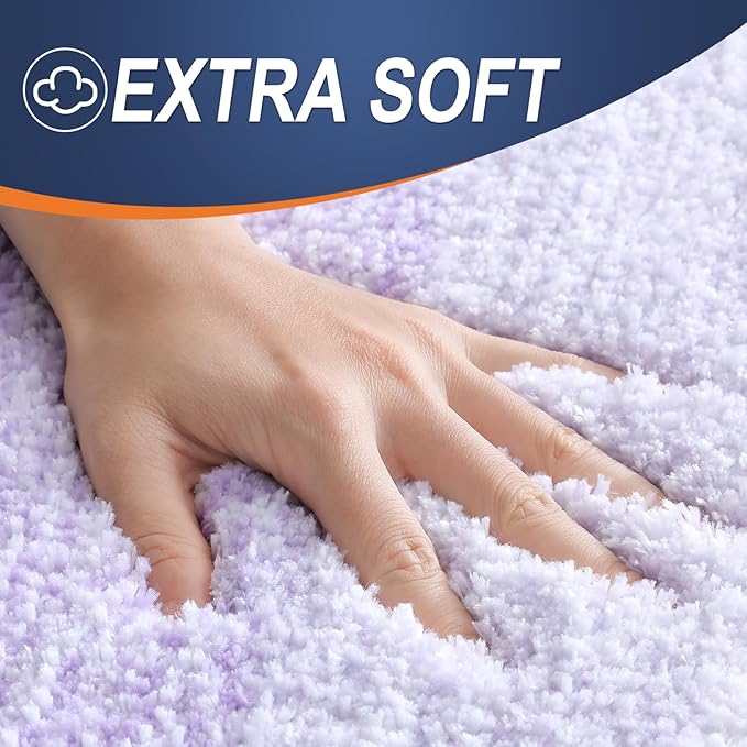 OLANLY Bathroom Runner Rugs Mat 44x24, Extra Soft Absorbent Microfiber Bath Rug, Rubber Backing, Quick Dry, Washable Long Bath Mats for Bathroom, Tub and Shower, Home Decor Accessories, Light Purple