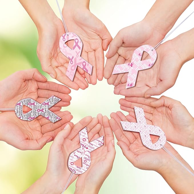 25 Pcs Breast Cancer Awareness Closet Freshener Pink Ribbon Scented Sachets Air Freshener Deodorizer Air Freshener Hanging for Car Drawers Closets Women Breast Cancer Supplies, 5 Styles