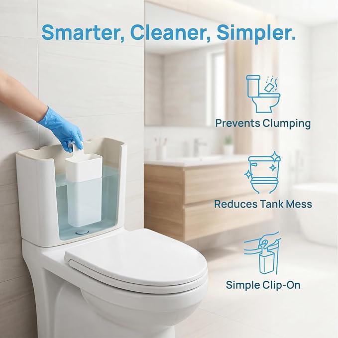 1pcs-Piece Toilet Tablet Holder with Cleaning Gloves, Toilet Tank Caddy for Cleaning Discs, Heavy Duty PP & ABS Cleaner Bracket, Bathroom Organization Set