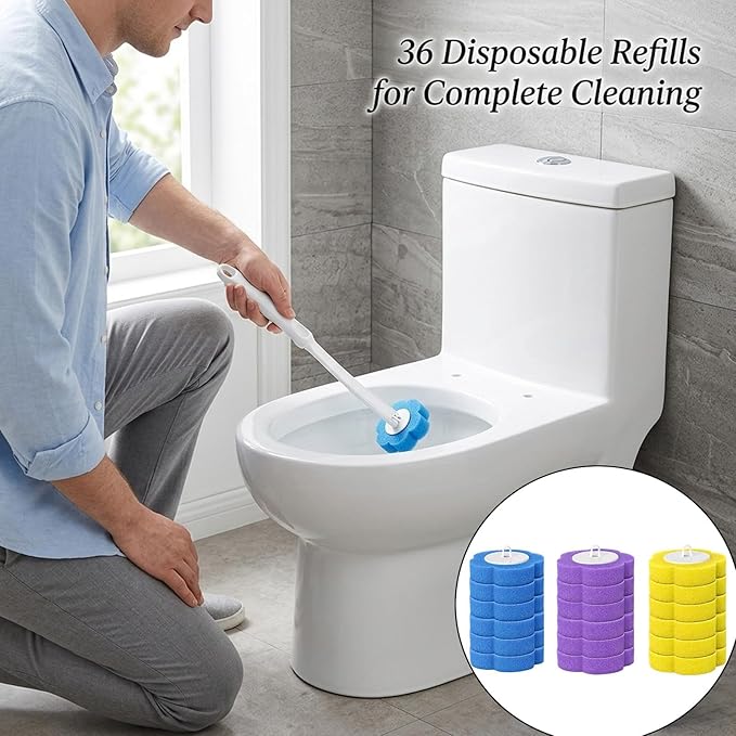 36PCS 2.28inch Disposable Toilet Bowl Cleaner Wand Refills, Toilet Wand, Hygienic Cleaning System for Modern Bathrooms, Easy to Use and Dispose