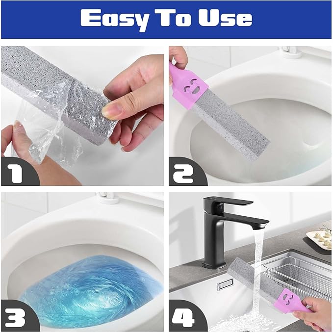 CONLI 60 Pack Pumice Stone Toilet Bowl Cleaner, Toilet Pumice Stone with Handle Remove Toilet Bowl Hard Water Rings Suitable for Cleaning Toilet Bathroom Kitchen Sink Grill