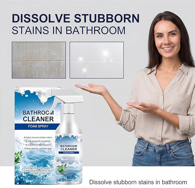 Bathroom Cleaner Foam Spray, With Fast Acting Stain Removal Formula, 120ml, Antíbacteríal Dísinfectant Cleaner, Dísinfectant Spray & Liquids, Gentle Formula, For Home, Wall, Floor, Bathtub, Toilet