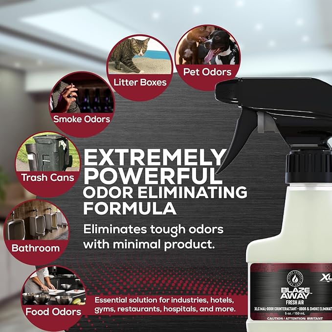 Blaze Away Commercial Air Freshener & Odor Eliminator for Strong Odor - Industrial-Grade Room Spray & Room Deodorizer for Home, Car, Smoke & Pet Odors - Long-Lasting Odor Absorber, Room Fresheners